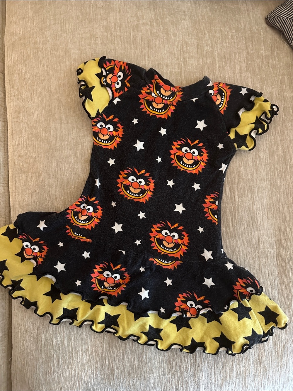 Kids Black & Yellow Monster Print Halloween Costume Dress